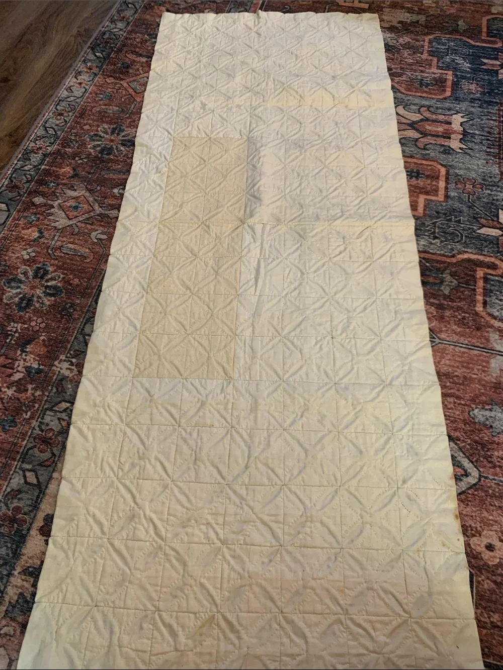 Beautiful vintage Handmade homemade quilted table runner
